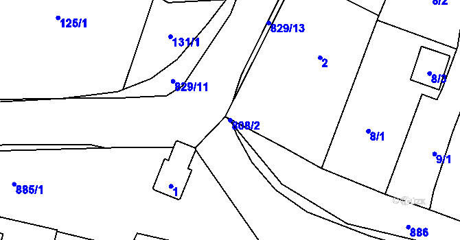 Parcela st. 808/2 v KÚ Otice, Katastrální mapa