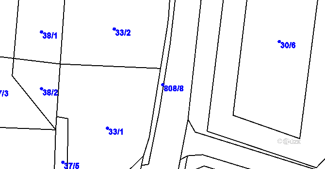 Parcela st. 808/8 v KÚ Otice, Katastrální mapa