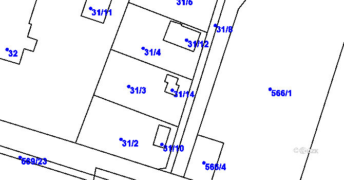 Parcela st. 31/14 v KÚ Otice, Katastrální mapa