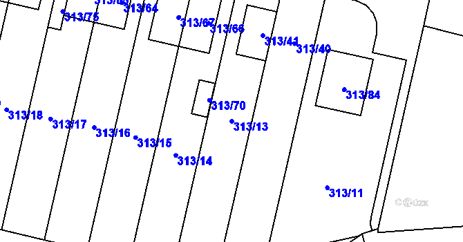 Parcela st. 313/13 v KÚ Otice, Katastrální mapa
