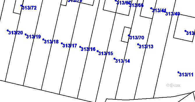 Parcela st. 313/15 v KÚ Otice, Katastrální mapa
