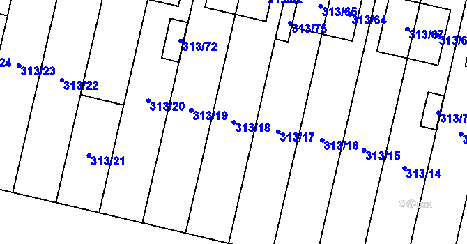 Parcela st. 313/18 v KÚ Otice, Katastrální mapa