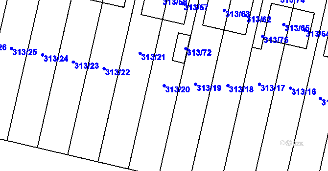 Parcela st. 313/20 v KÚ Otice, Katastrální mapa