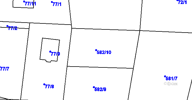 Parcela st. 582/10 v KÚ Otice, Katastrální mapa