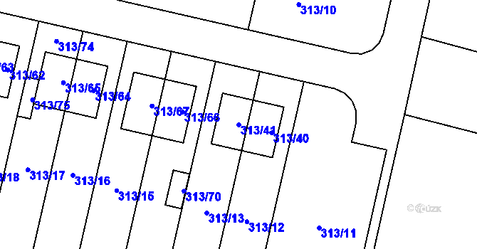 Parcela st. 313/41 v KÚ Otice, Katastrální mapa