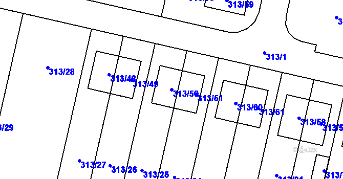 Parcela st. 313/50 v KÚ Otice, Katastrální mapa
