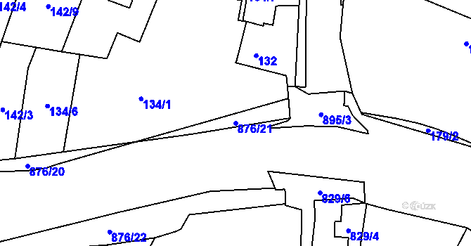 Parcela st. 876/21 v KÚ Otice, Katastrální mapa