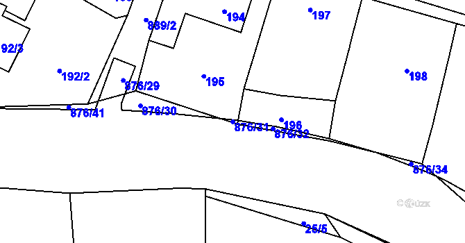 Parcela st. 876/31 v KÚ Otice, Katastrální mapa