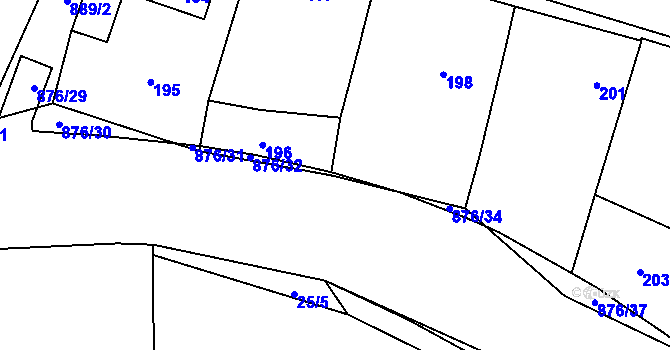 Parcela st. 876/33 v KÚ Otice, Katastrální mapa