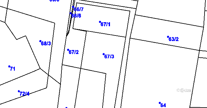 Parcela st. 67/3 v KÚ Otice, Katastrální mapa