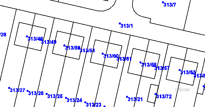 Parcela st. 313/60 v KÚ Otice, Katastrální mapa