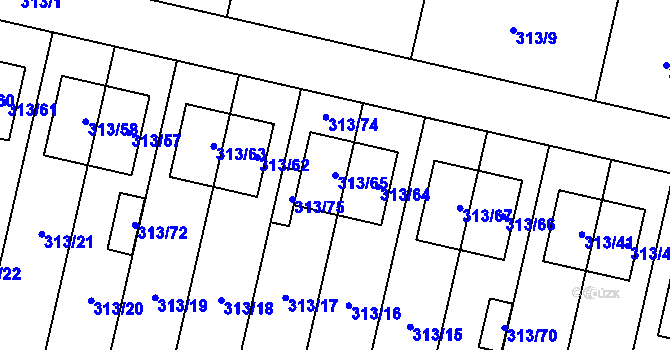 Parcela st. 313/65 v KÚ Otice, Katastrální mapa