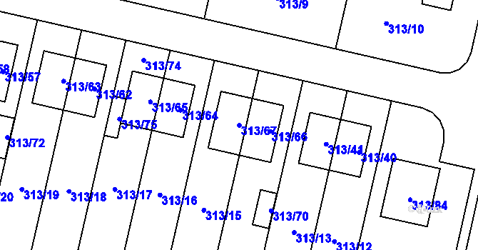 Parcela st. 313/67 v KÚ Otice, Katastrální mapa