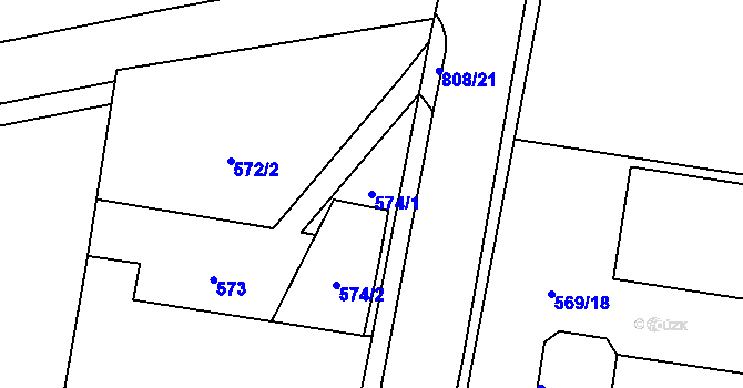 Parcela st. 574/1 v KÚ Otice, Katastrální mapa