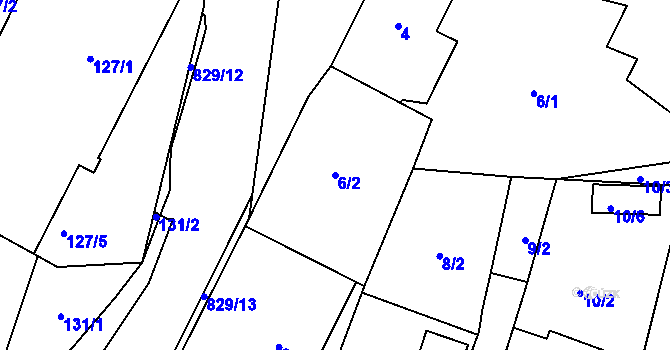 Parcela st. 6/2 v KÚ Otice, Katastrální mapa