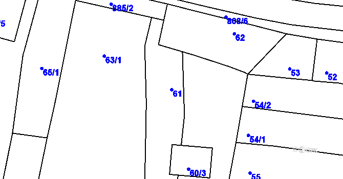 Parcela st. 61 v KÚ Otice, Katastrální mapa