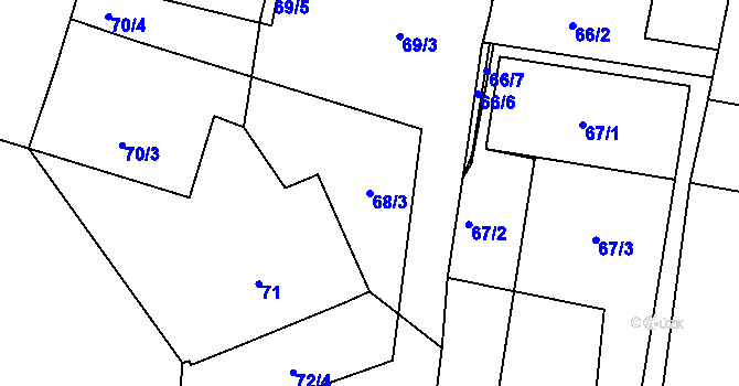 Parcela st. 68/3 v KÚ Otice, Katastrální mapa