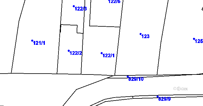 Parcela st. 122/1 v KÚ Otice, Katastrální mapa