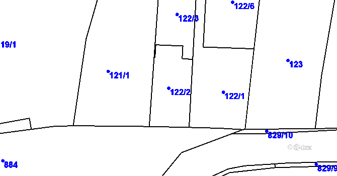 Parcela st. 122/2 v KÚ Otice, Katastrální mapa