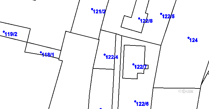 Parcela st. 122/4 v KÚ Otice, Katastrální mapa