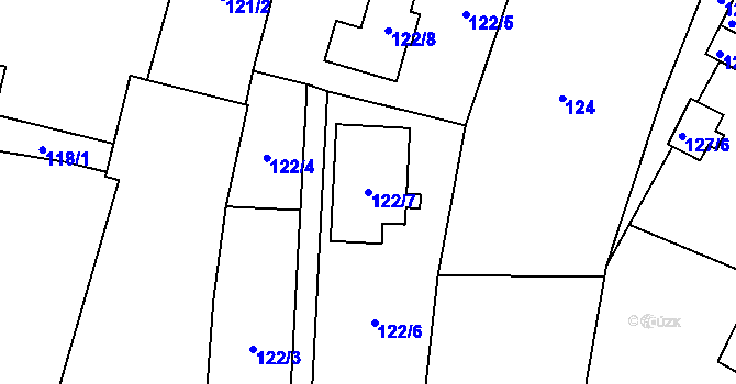 Parcela st. 122/7 v KÚ Otice, Katastrální mapa