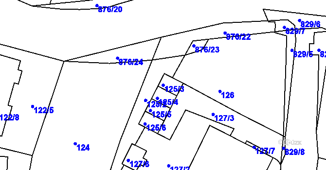 Parcela st. 125/3 v KÚ Otice, Katastrální mapa