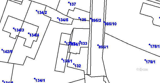 Parcela st. 133 v KÚ Otice, Katastrální mapa
