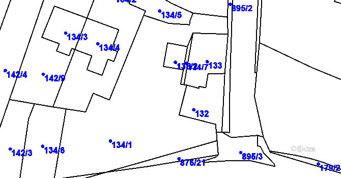 Parcela st. 135 v KÚ Otice, Katastrální mapa
