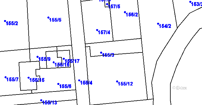 Parcela st. 155/3 v KÚ Otice, Katastrální mapa