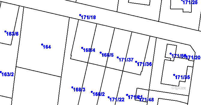 Parcela st. 168/5 v KÚ Otice, Katastrální mapa