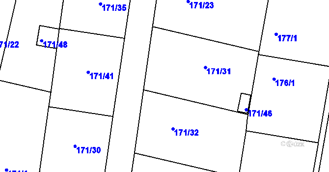 Parcela st. 171/7 v KÚ Otice, Katastrální mapa