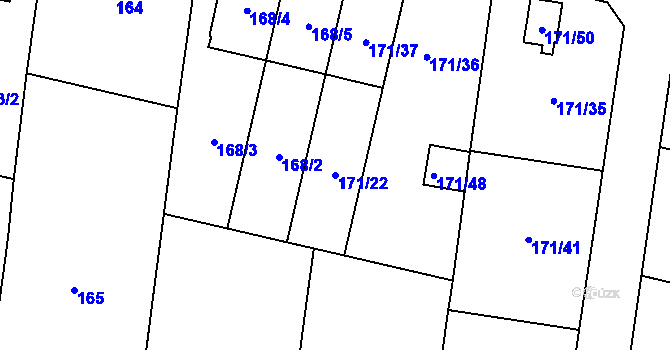 Parcela st. 171/22 v KÚ Otice, Katastrální mapa