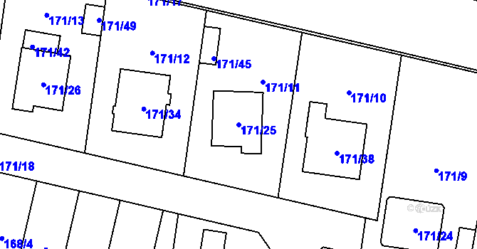 Parcela st. 171/25 v KÚ Otice, Katastrální mapa