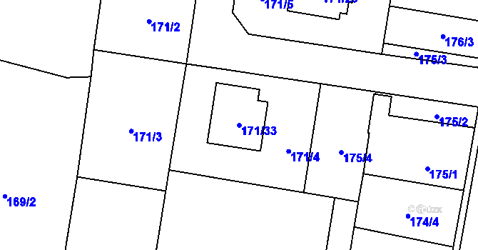 Parcela st. 171/33 v KÚ Otice, Katastrální mapa
