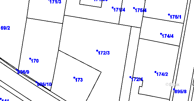Parcela st. 172/3 v KÚ Otice, Katastrální mapa