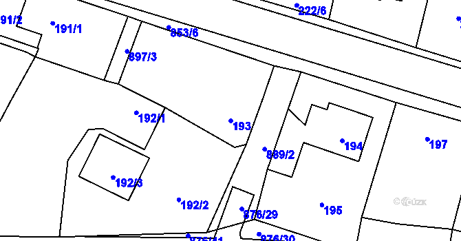 Parcela st. 193 v KÚ Otice, Katastrální mapa