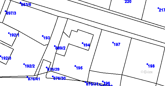 Parcela st. 194 v KÚ Otice, Katastrální mapa