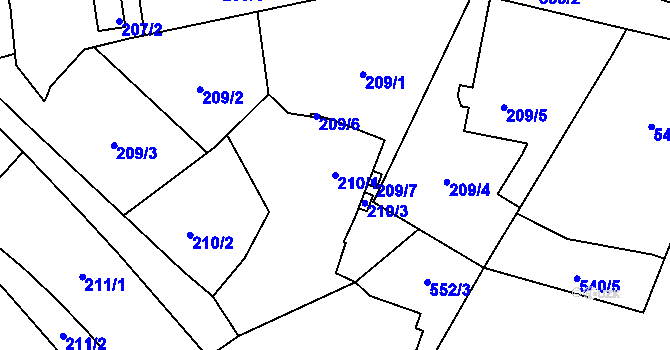Parcela st. 210/1 v KÚ Otice, Katastrální mapa