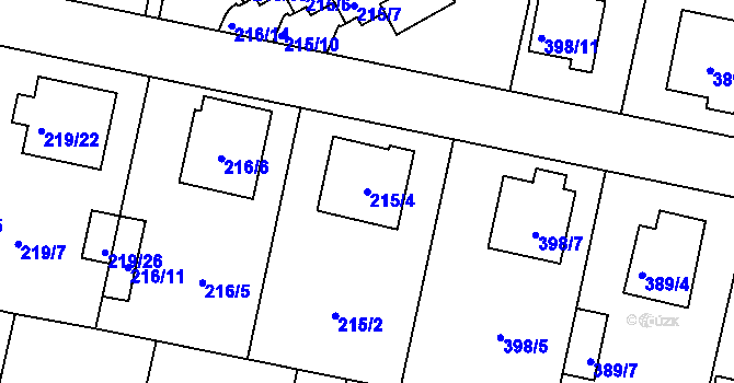 Parcela st. 215/4 v KÚ Otice, Katastrální mapa