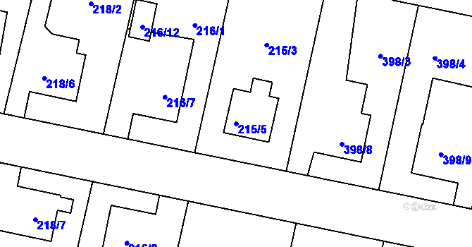 Parcela st. 215/5 v KÚ Otice, Katastrální mapa