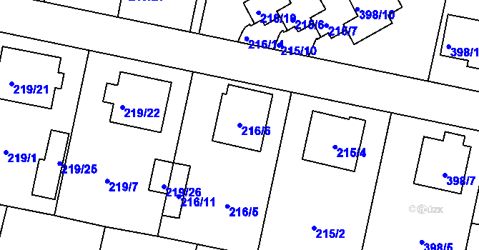 Parcela st. 216/6 v KÚ Otice, Katastrální mapa
