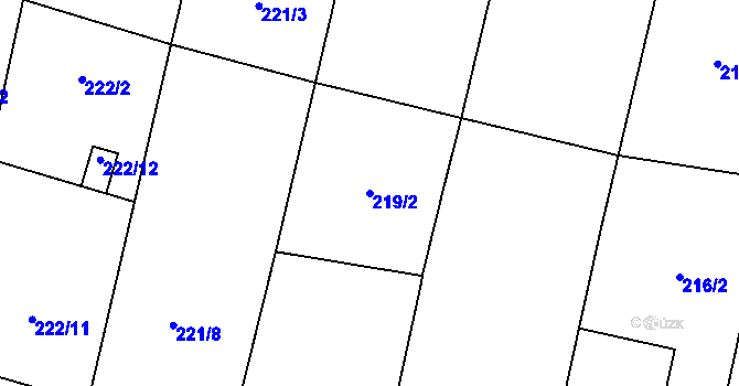 Parcela st. 219/2 v KÚ Otice, Katastrální mapa