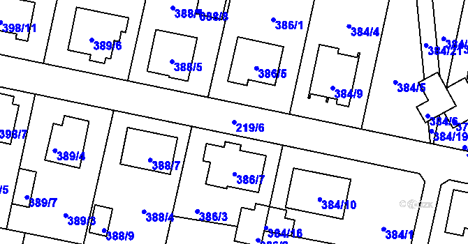 Parcela st. 219/6 v KÚ Otice, Katastrální mapa