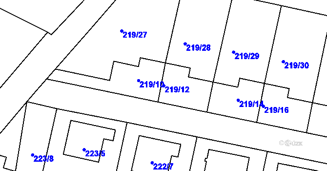Parcela st. 219/12 v KÚ Otice, Katastrální mapa