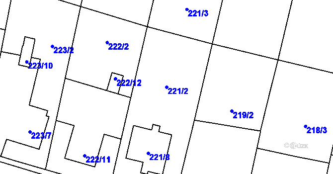 Parcela st. 221/2 v KÚ Otice, Katastrální mapa