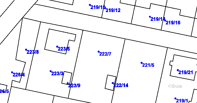 Parcela st. 222/7 v KÚ Otice, Katastrální mapa