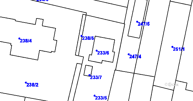 Parcela st. 233/6 v KÚ Otice, Katastrální mapa