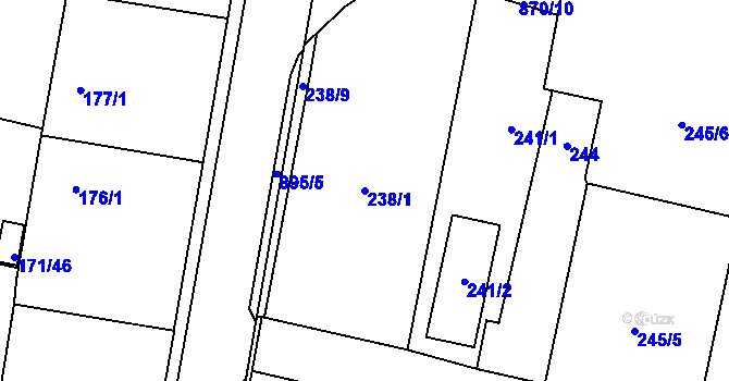 Parcela st. 238/1 v KÚ Otice, Katastrální mapa