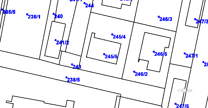 Parcela st. 245/5 v KÚ Otice, Katastrální mapa