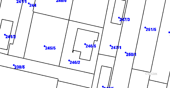 Parcela st. 246/5 v KÚ Otice, Katastrální mapa